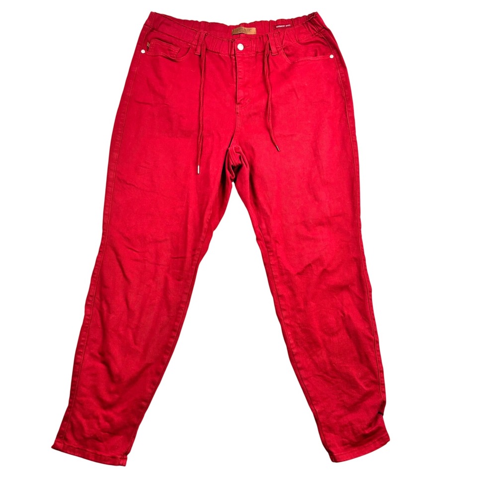 Judy Blue Red Garment Dyed Drawstring Jogger Pants 16W JB88727 C High Rise